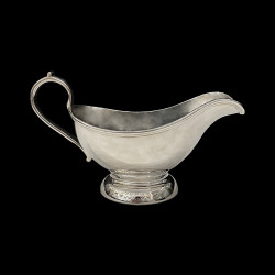 Saucière métal argenté Ercuis style Louis XVI.12 x 22 x 12 cm XXe