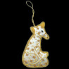 Small silver fox embroidered with gold thread