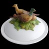 Majolica pheasants covered soup plate