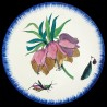 Majolica dessert plate imperial fritillary and eggplant sprout