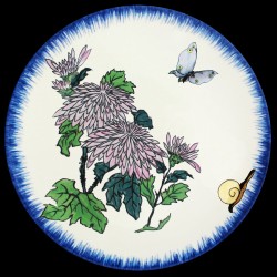 Assiette creuse 21,5 cm Chrysanthèmes, papillon et escargot