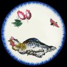 Majolica soup plate quail, bindweeds and butterfly