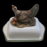 Majolica wood grouse butter dish