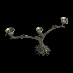 Candle holder 3 branches Pewter Oak