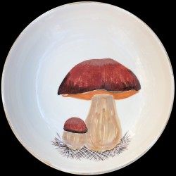 Majolica porcini mushrooms large round dish
