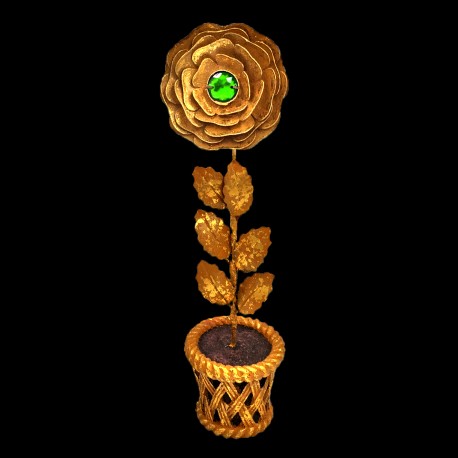 Golden rose pot with green heart