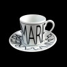 Tasse à café et sous-tasse porcelaine Graphique