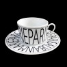 Tasse à thé et sous tasse-tasse porcelaine Graphique
