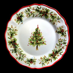 Majolica Christmas tree dessert plate