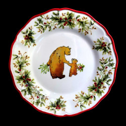 Majolica Bear dessert plate Red nose