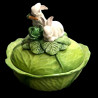 Majolica tureen cabbage with rabbits