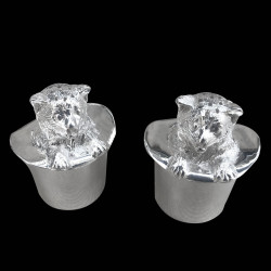 Silver plated Cat & Hat salt and pepper