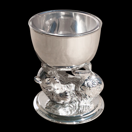 Bear Caviar Cup in silverplated