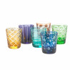 6 Assorted colored and geometric pattern water glasses