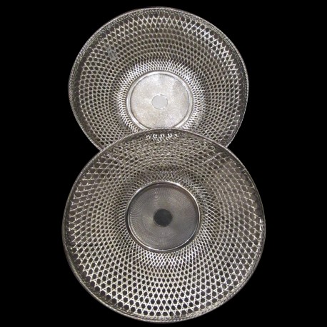 Pair of bread XIXth round basket silver plated 