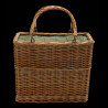 High wicker picnic cooler basket with tweed