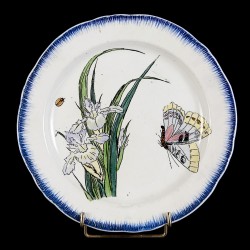 Bracquemond Mauve iris & Butterfly plate D 25 cm
