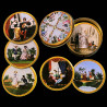 6 assorted tin glass coasters with a tin box "Romantic scenes"
