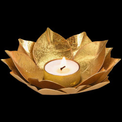 Golden lotus flower tealight holder