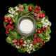 Lampion couronne végétale baies rouges et cristaux - Christmas time