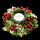Lampion couronne végétale baies rouges et cristaux Christmas time