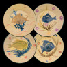 Diaz-Costa Ceramic handpainted plate, set of 4 , circa 1960