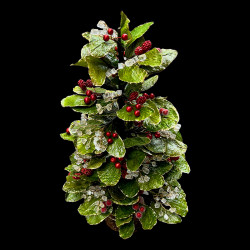Arbuste végétal baies rouges et cristaux Christmas time